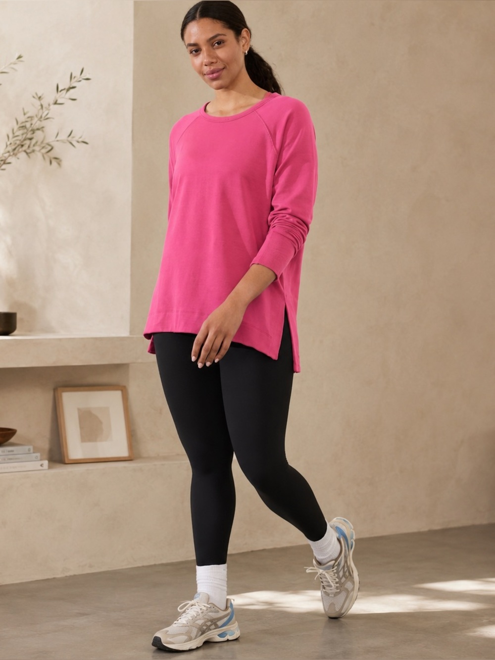Athleta Coaster Luxe Recover Sweatshirt | Pink | Thumbhole | Athleisure | Size M